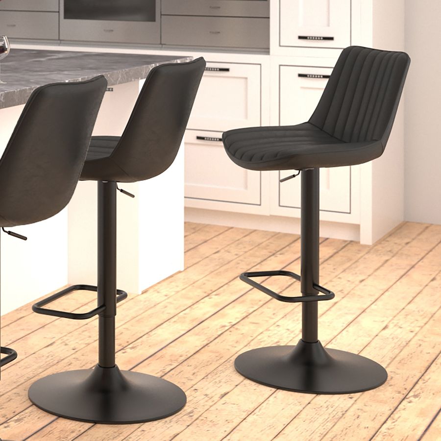 Kosi Adjustable Air-Lift Stool, set of 2, in Black
