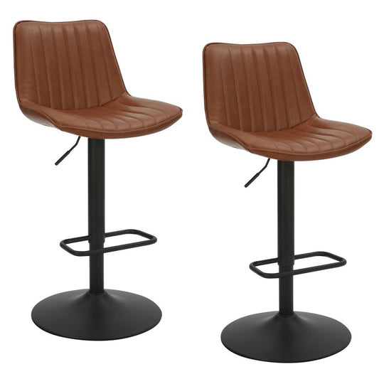 Kosi Adjustable Air-Lift Stool, set of 2, in Saddle and Black
