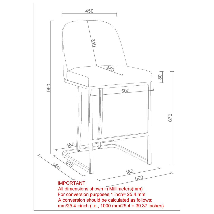 Dario 26" Counter Stool, Set of 2 in Charcoal