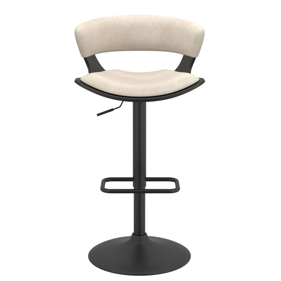 Rover Adjustable Air Lift Stool in Ivory and Black