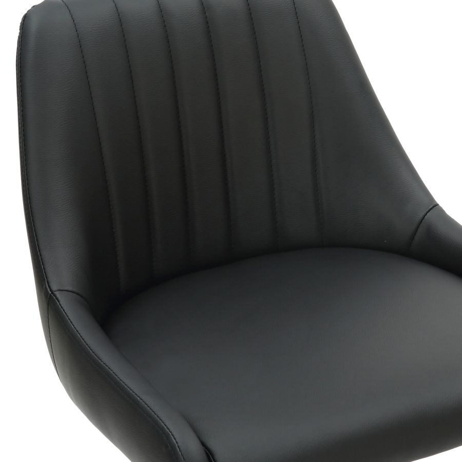 Kron Adjustable Height Air-Lift Swivel Stool, Set of 2, in Black Faux Leather