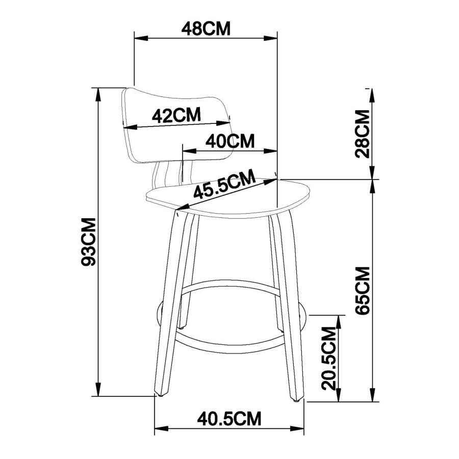 Zuni 26" Counter Stool with Swivel in Grey Fabric and Walnut