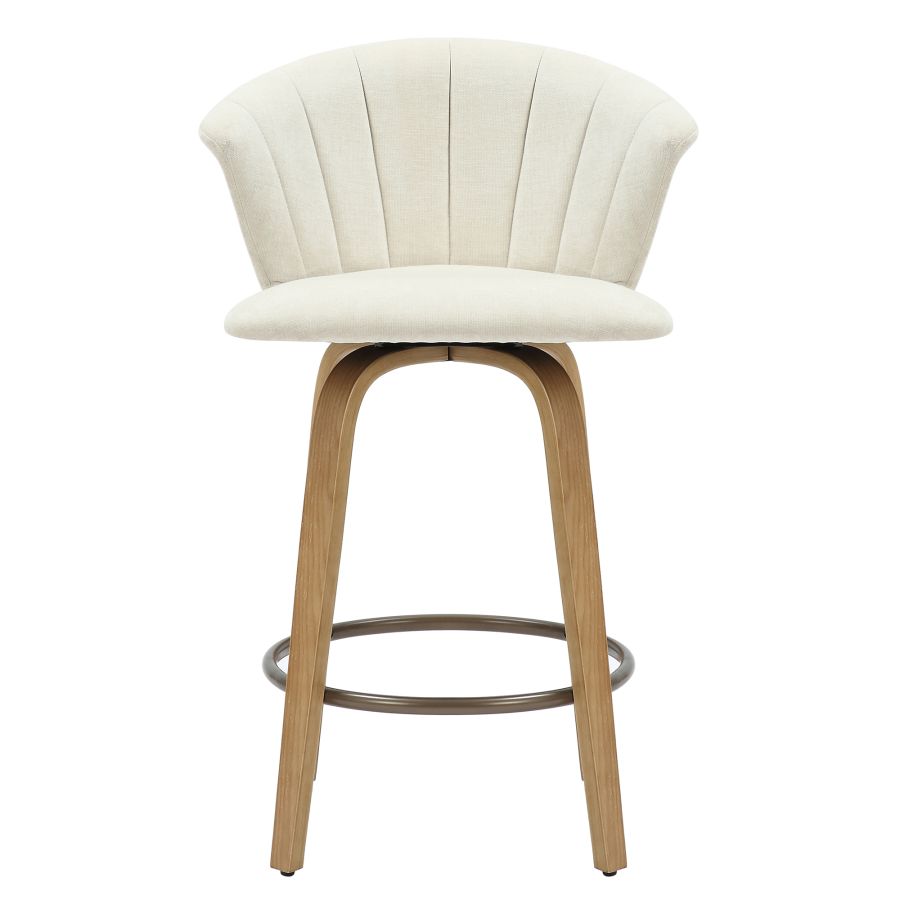 Tula 26" Counter Stool in Beige Fabric and Natural