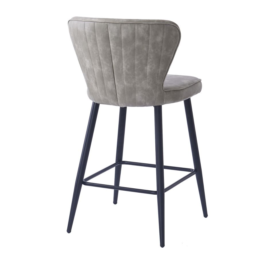 Clover 26" Counter Stool, Set of 2, in Vintage Grey Faux Leather and Black