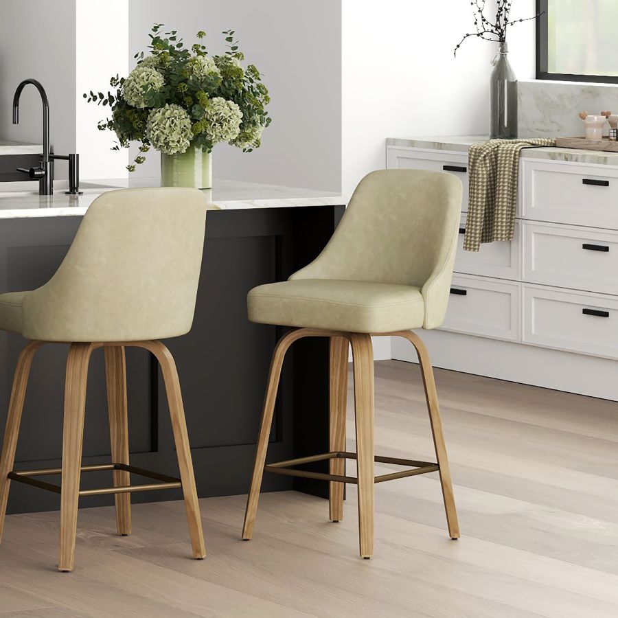 Oakley 26" Counter Stool w/Swivel, Set of 2 in Ivory & Whitewash
