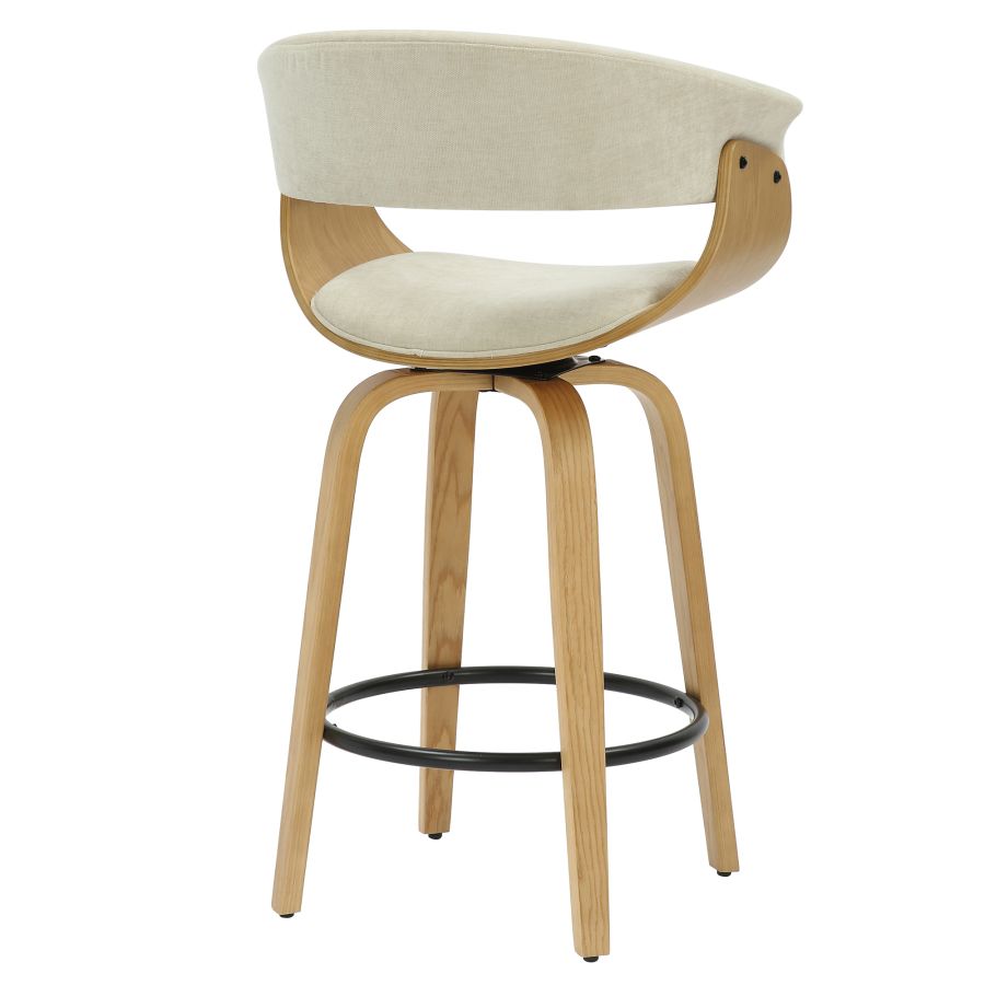 Holt 26" Counter Stool in Beige Fabric and Natural