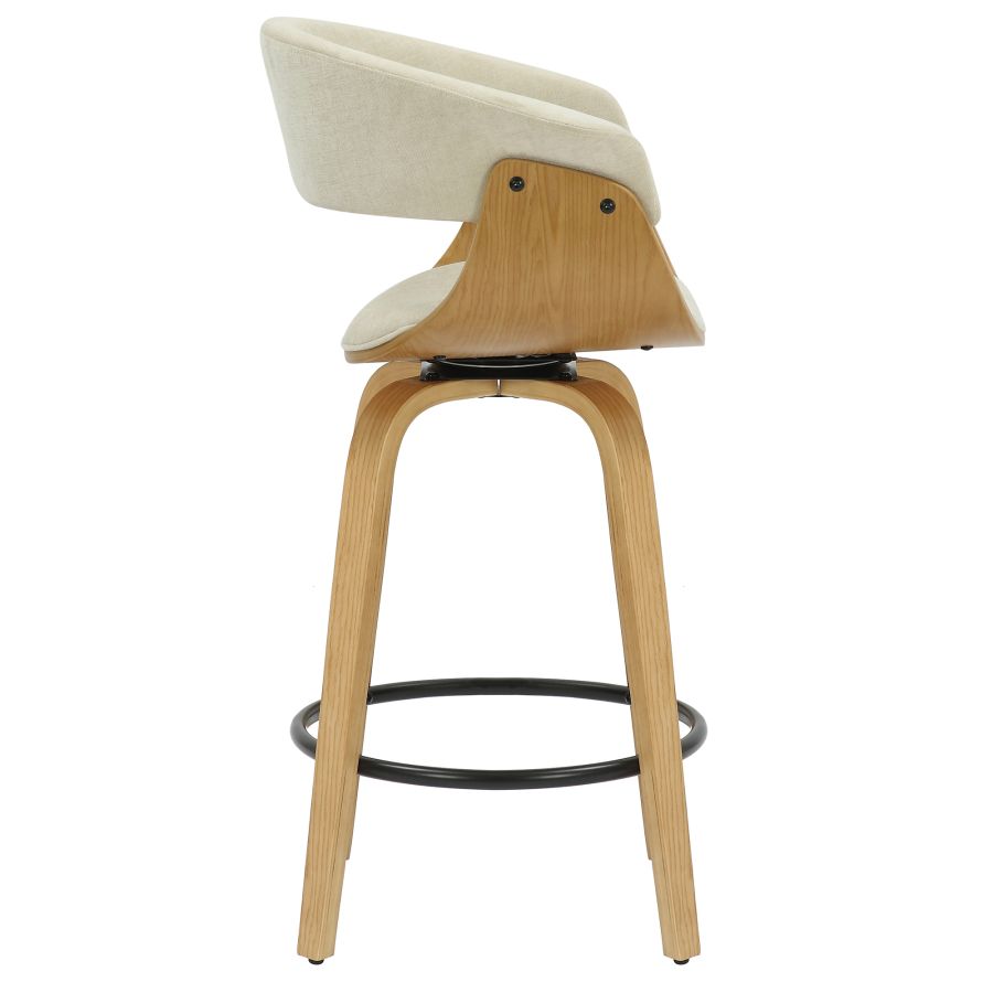 Holt 26" Counter Stool in Beige Fabric and Natural