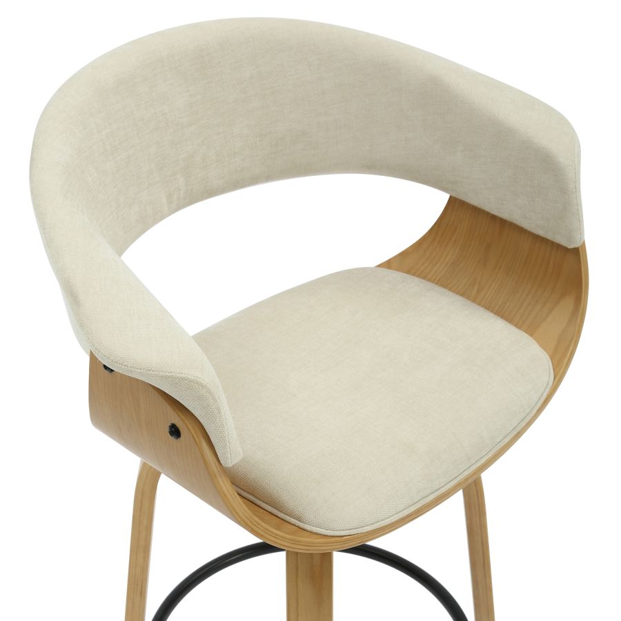 Holt 26" Counter Stool in Beige Fabric and Natural