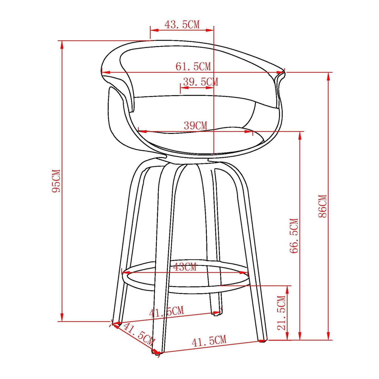 Holt 26" Counter Stool with Swivel, in Black and Walnut (set of 2)
