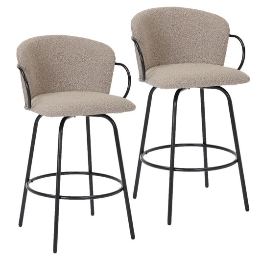 Kalani 26" Counter Stool w/Swivel, Set of 2 in Warm Grey & Black