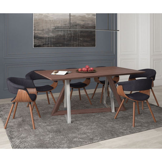 Drake/Holt 7pc Dining Set, Walnut/Charcoal - Furniture Depot