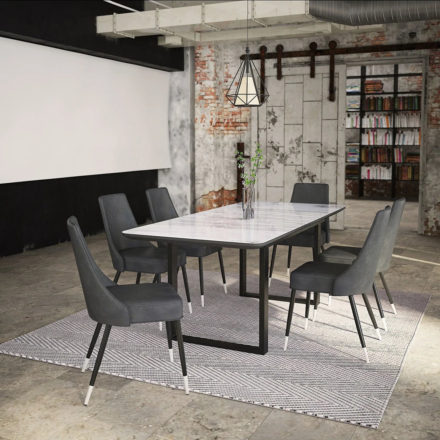 GAVIN/SILVANO GY-7PC DINING SET - Furniture Depot