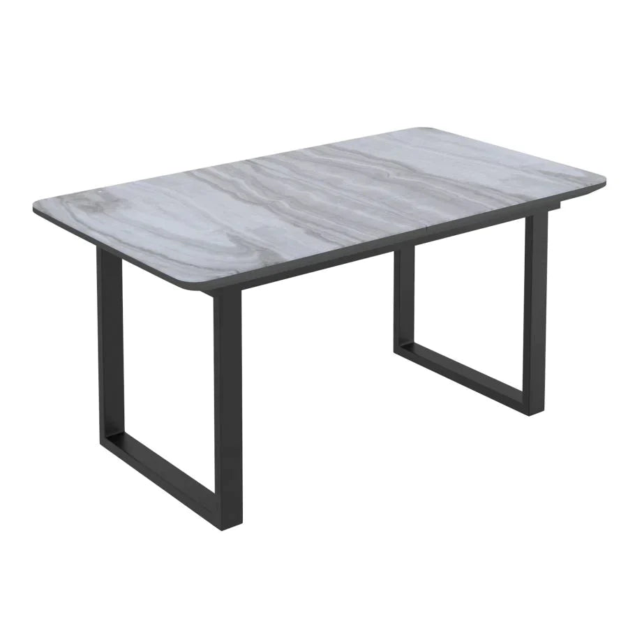 Gavin/Mia 7pc Dining Set, Black/Light Grey w Grey Leg - Furniture Depot