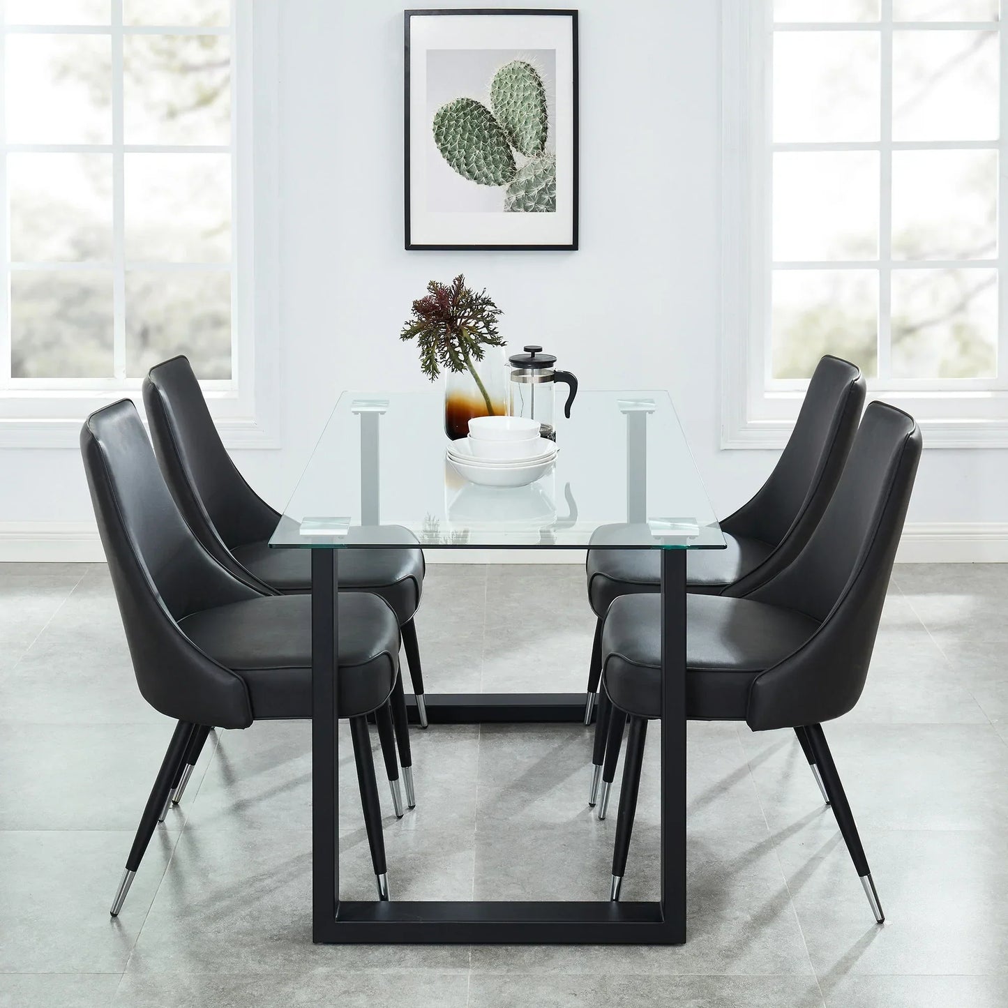 FRANCO BK/SILVANO GY-5PC DINING SET - Furniture Depot