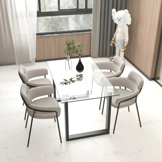 Franco/Axel 5pc Dining Set in Black with Grey Chair - Furniture Depot