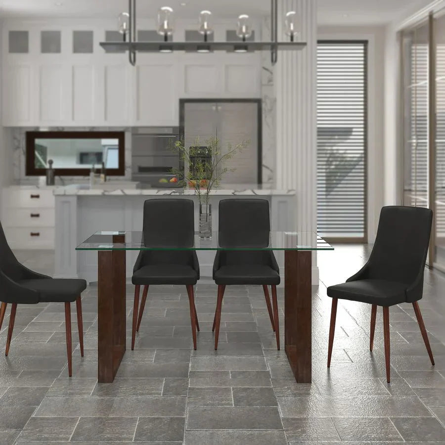 Franco/Cora 5pc Dining Set in Walnut with Black Chair - Furniture Depot