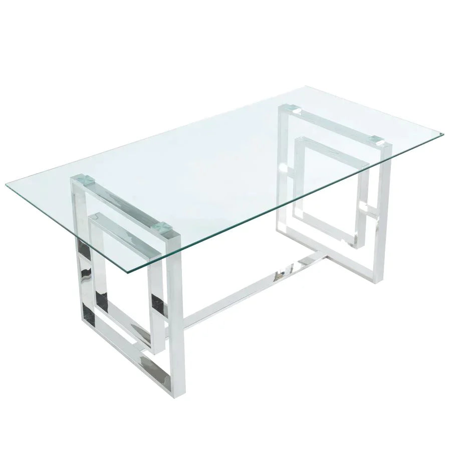 Eros/Chloe 5pc Dining Set, Chrome/Grey - Furniture Depot