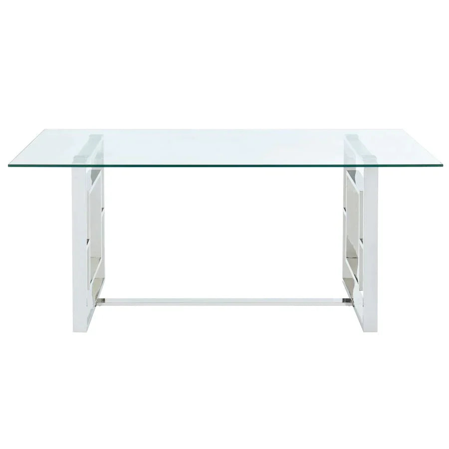 Eros/Chloe 5pc Dining Set, Chrome/Grey - Furniture Depot