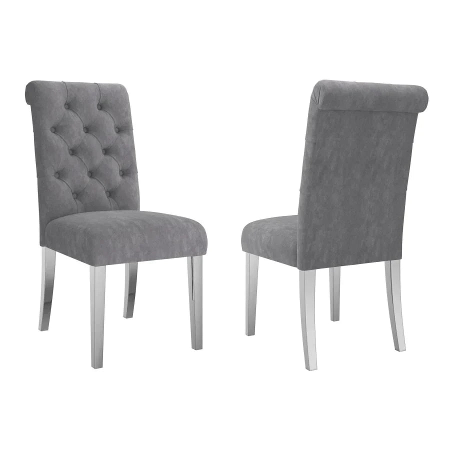 Eros/Chloe 5pc Dining Set, Chrome/Grey - Furniture Depot