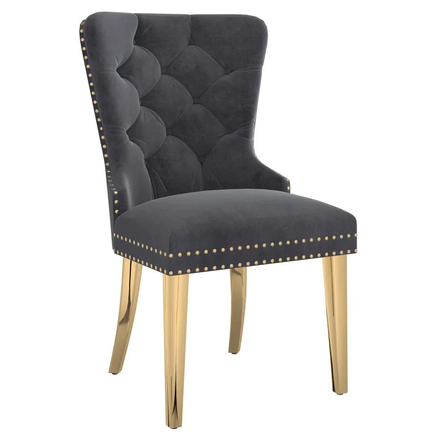 Eros/Mizal 5pc Dining Set in Gold with Grey Chair - Furniture Depot