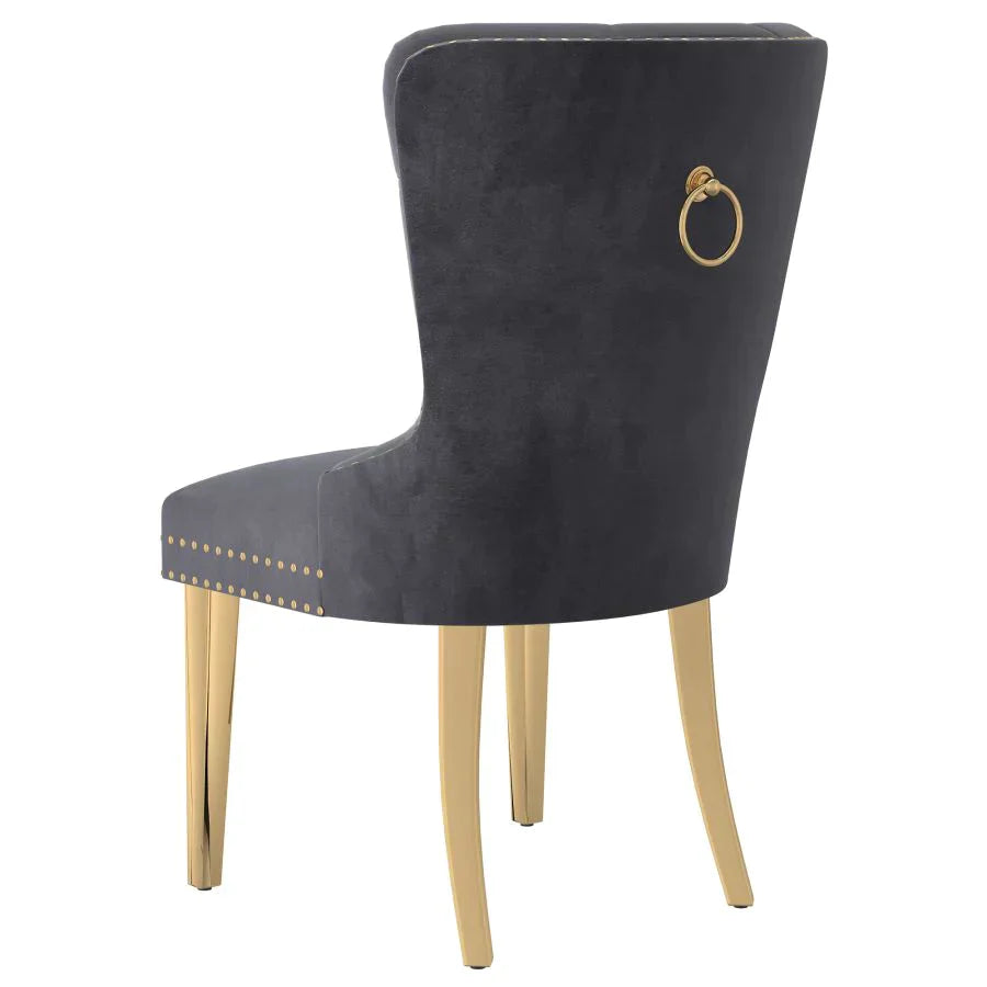 Eros/Mizal 5pc Dining Set in Gold with Grey Chair - Furniture Depot