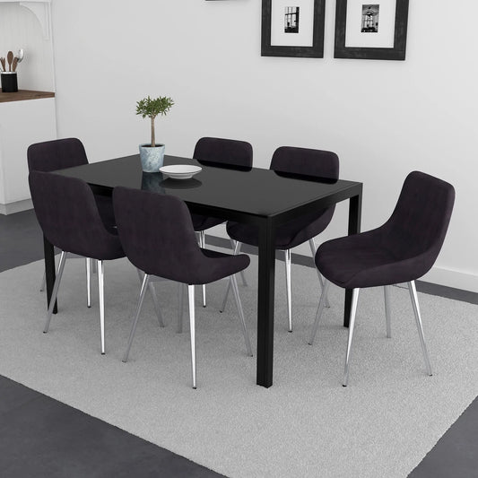 Contra/Cassidy 7pc Dining Set, Black/Black - Furniture Depot