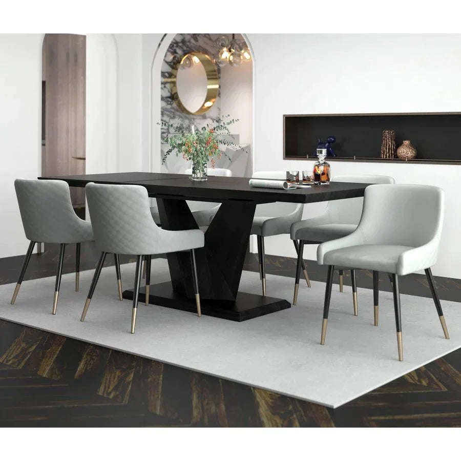 Eclipse/Xander 7pc Dining Set in Black with Light Grey Chair - Furniture Depot