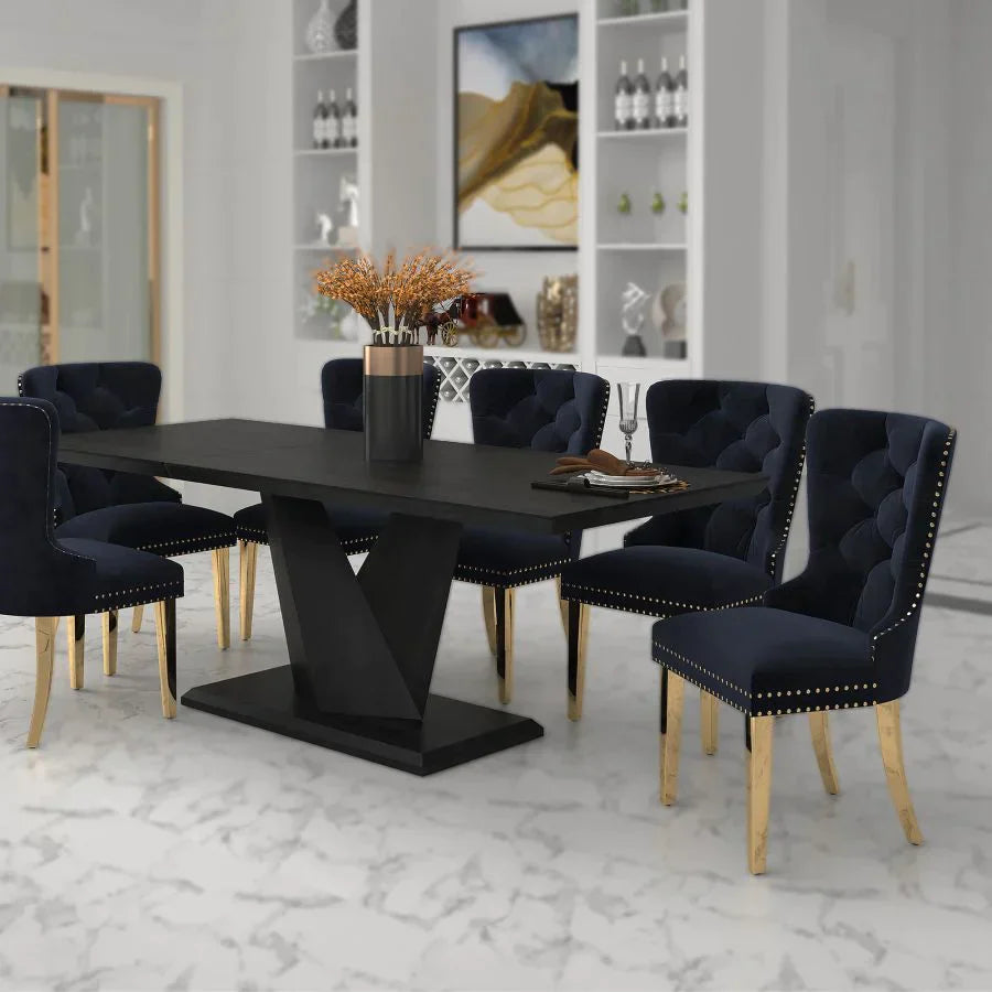 Eclipse/Mizal 7pc Dining Set in Black with Black Chair - Furniture Depot