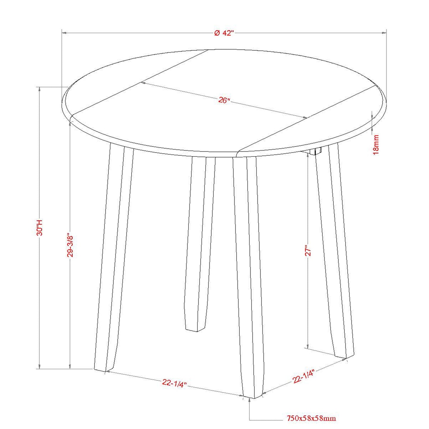 Conrad 3pc Dining Set Black