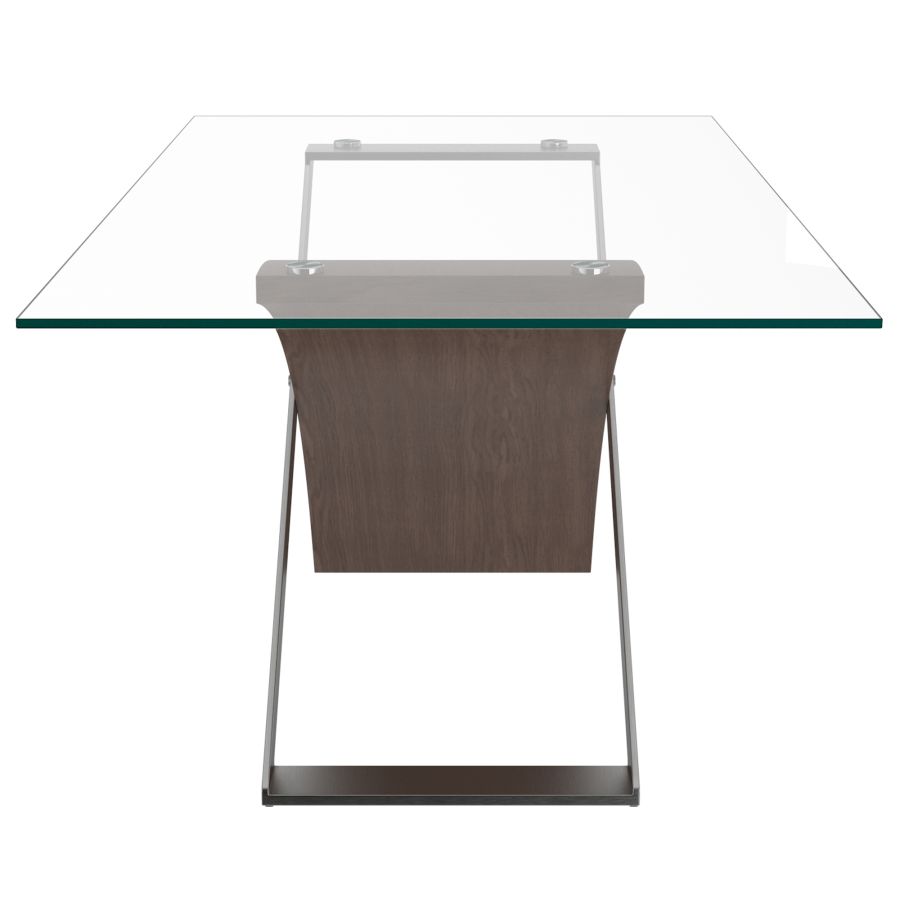 Veneta/Cora 7pc Dining Set in Walnut with Light Grey Chair - Furniture Depot