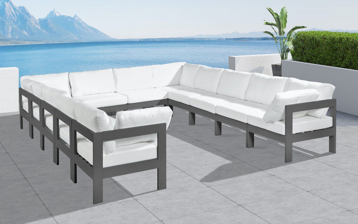 Nizuc - Outdoor Patio 12 Piece Modular Sectional With Gray Frame