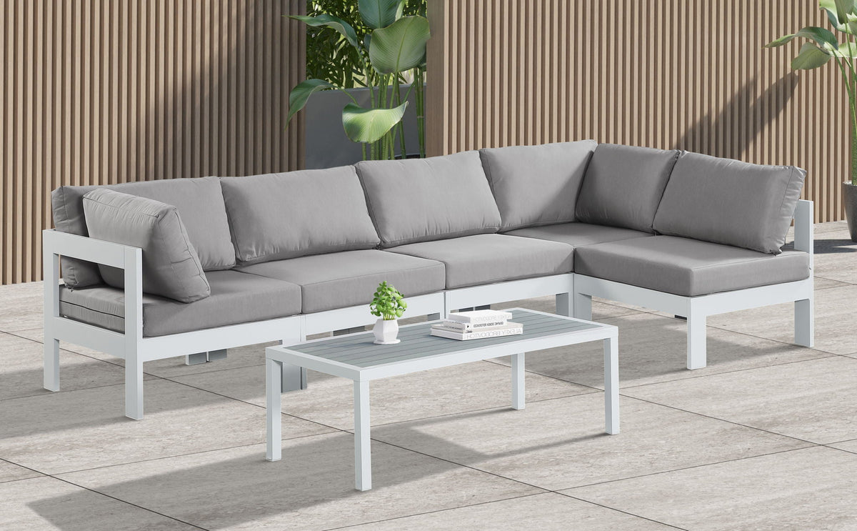 Nizuc - Outdoor Patio 5 Piece Modular Sectional With White Frame