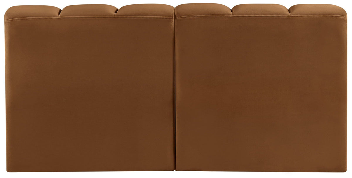 Arc - Velvet 2 Pieces Modular Sofa - Saddle