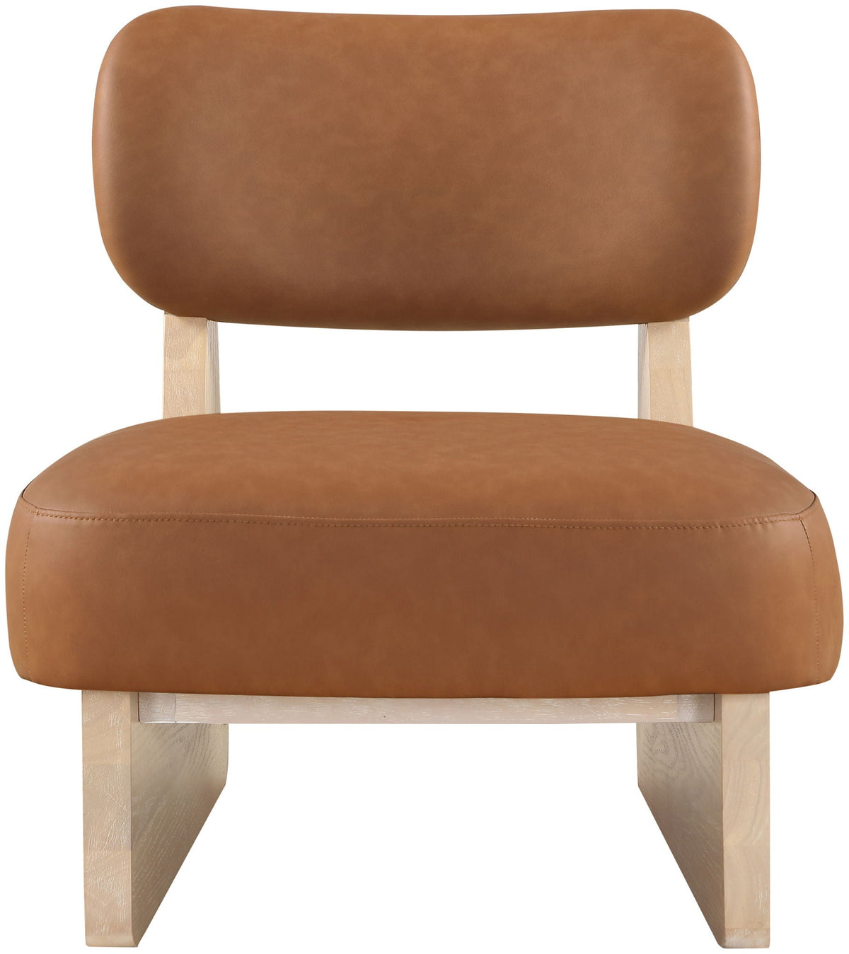 Vetra - Vegan Leather Upholstered Accent Chair With Natural Base