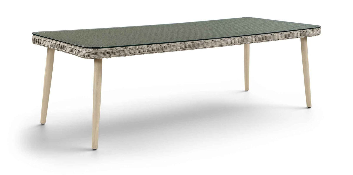 Seacrest - Tempered Glass Top And Wicker Outdoor Patio Dining Table
