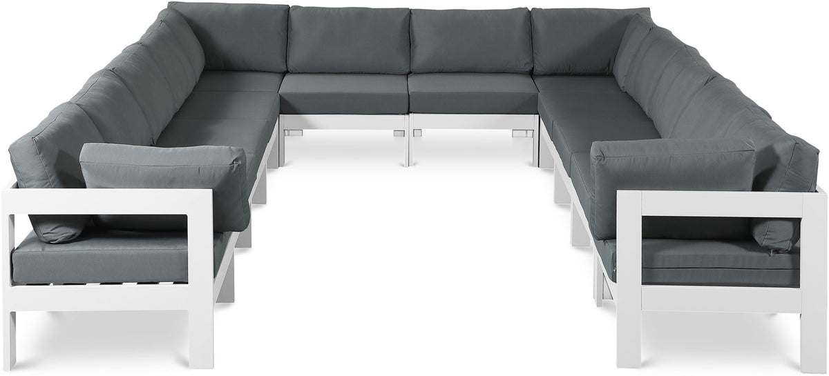 Nizuc - Outdoor Patio 12 Piece Modular Sectional With White Frame