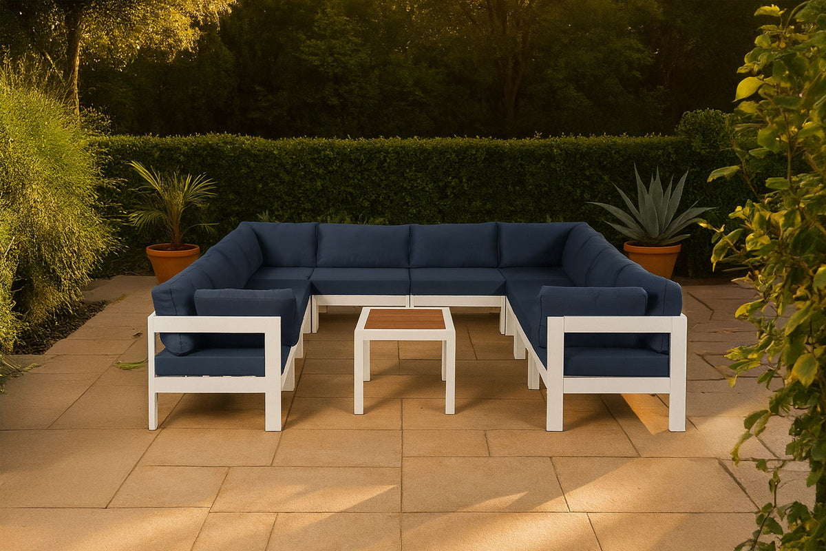 Nizuc - Outdoor Patio 10 Piece Modular Sectional With White Frame