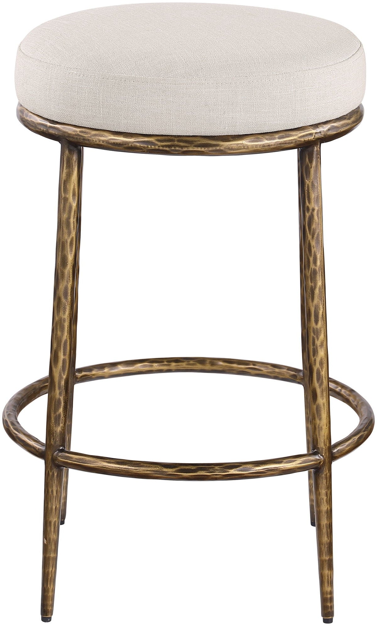 Ferro - Upholstered Backless Counter Stool With Brushed Gold Base
