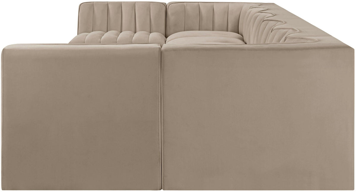 Rummi - Velvet Performance Fabric Upholstered 8 Piece Modular Sectional (With 2 Corner Chairs)