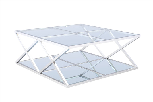 SKYLAR MODERN CHROME AND GLASS COCKTAIL TABLE - Furniture Depot