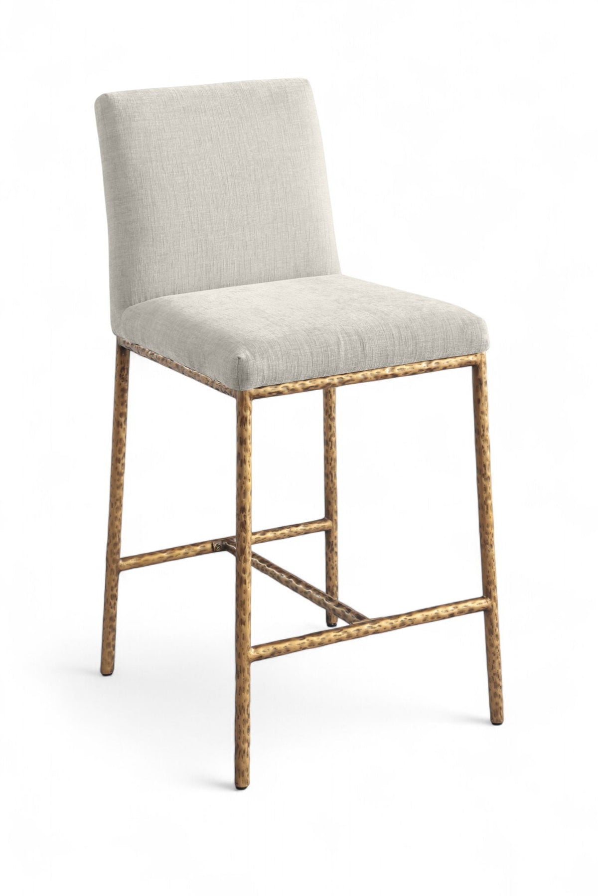 Reeves - Chenille Fabric Upholstered Counter Stool (Set of 2) - Gold Base