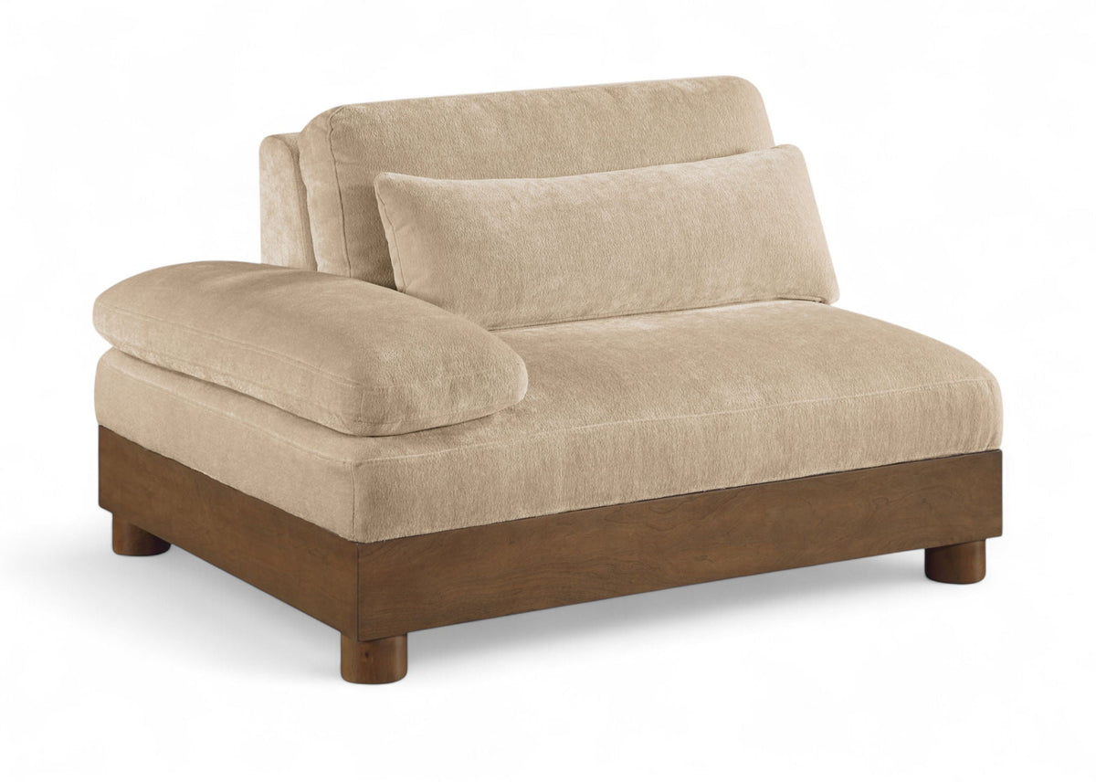 Turin - Chenille Fabric Upholstered Modular Arm Chair - Walnut Base
