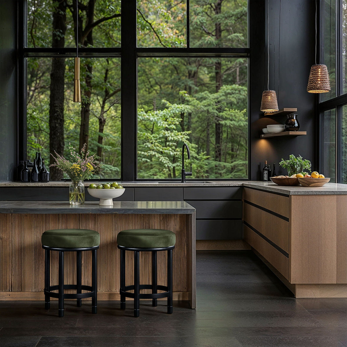 Monette - Counter Stool With Black Base