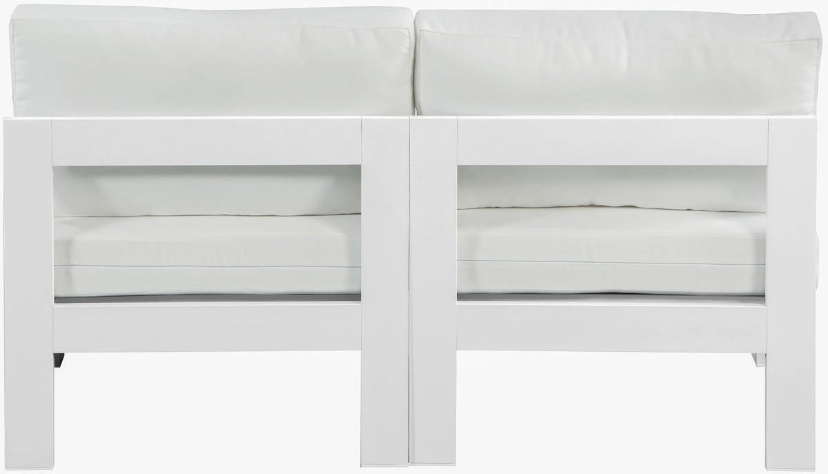 Nizuc - Outdoor Patio 2 Seat Armless Modular Sofa With White Frame
