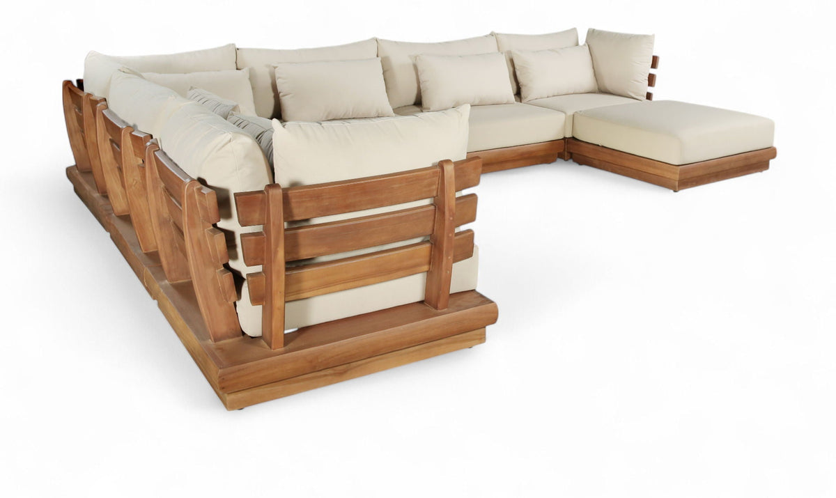 Mirella - 7 Piece Water Resistant Fabric Upholstered Outdoor Patio Modular Sectional