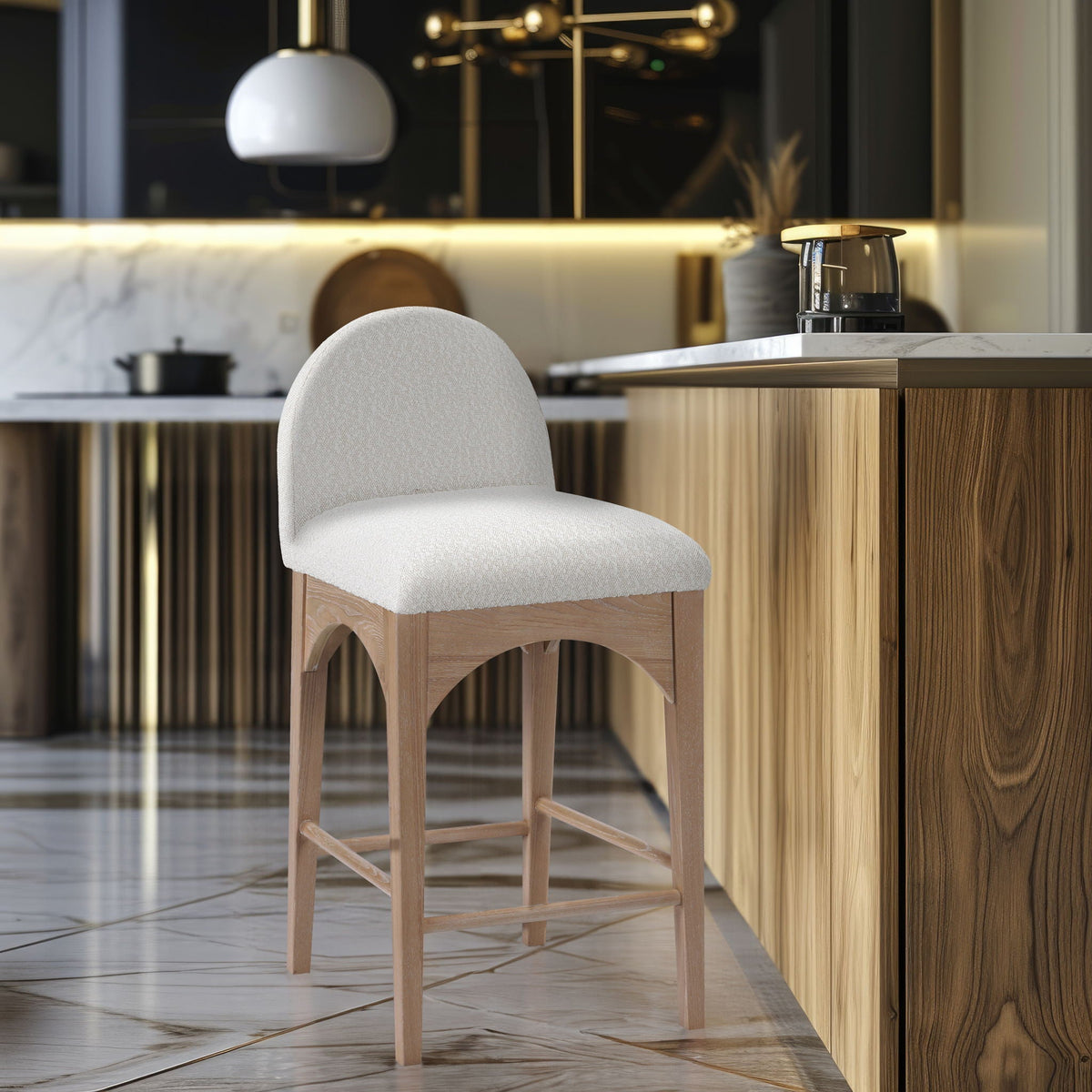 Waldorf - Boucle Stool With Natural Legs