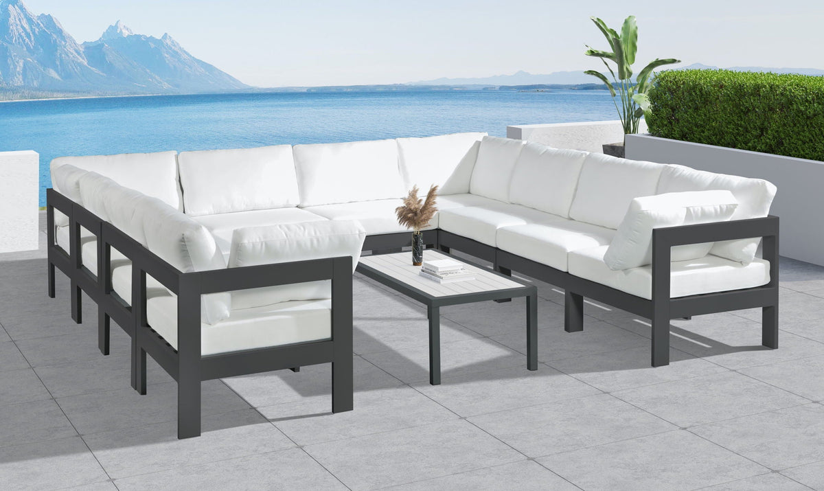 Nizuc - Outdoor Patio 10 Piece Modular Sectional With Gray Frame