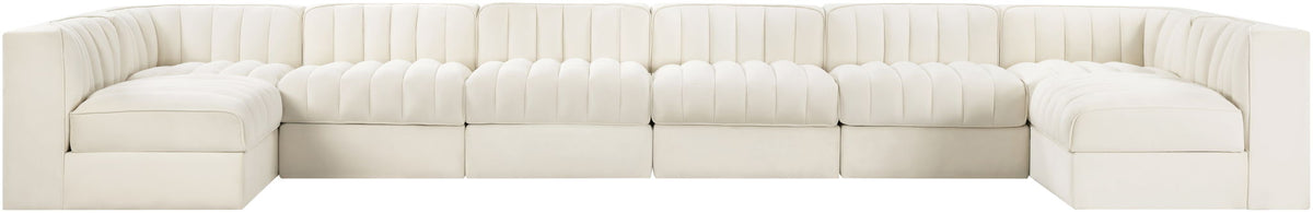 Rummi - Velvet Performance Fabric Upholstered 8 Piece Modular Sectional (With 2 Corner Chairs)
