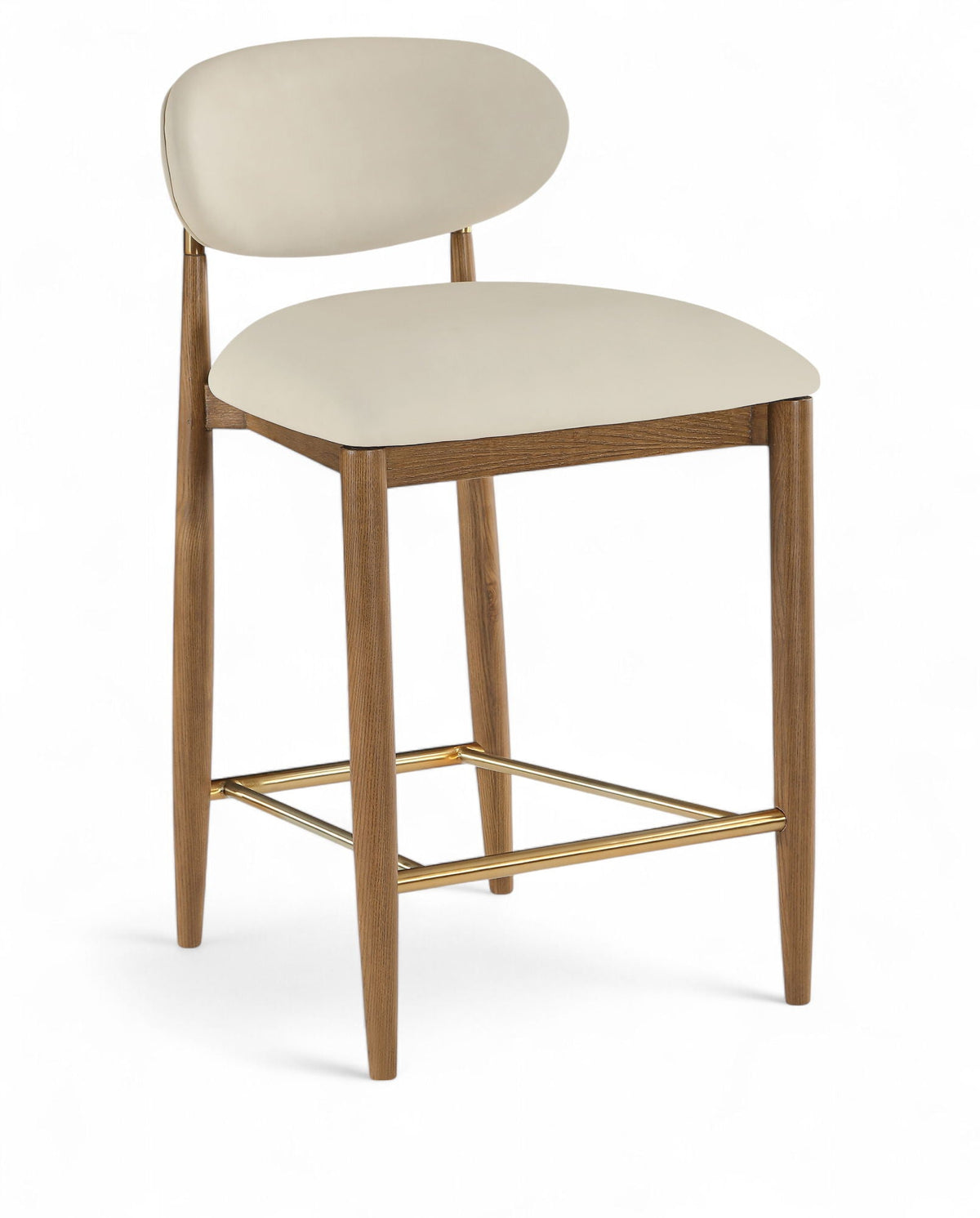 Riccio - Stool - Walnut And Gold Frame