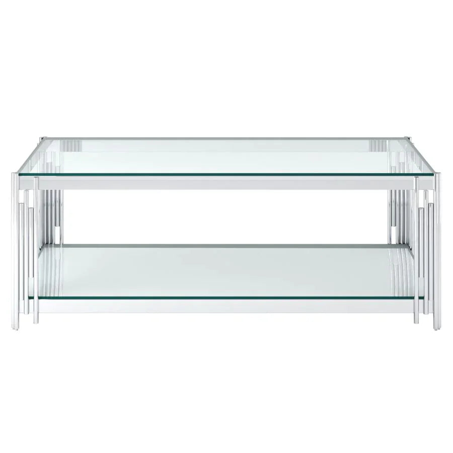 Estrel Rectangular Coffee Table in Silver - Furniture Depot